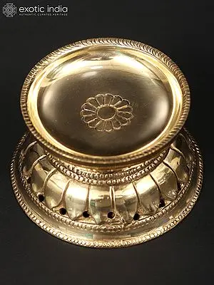4" Small Designer Round Brass Diya