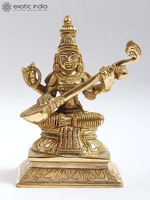 4" Small Devi Saraswati | Brass Statue