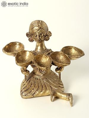 3" Small Brass Tribal Lamp (Diya) | Dhokra Art