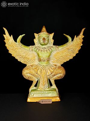 14" Garuda Brass Statue - Vahana of Lord Vishnu