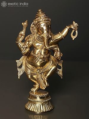 7" Dancing Lord Ganesha | Brass Statue