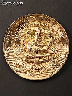 7" Lord Ganapati Wall Hanging in Brass