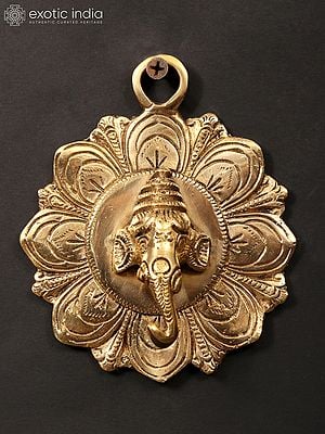 4" Small Brass Ganesha Face Wall Hanging