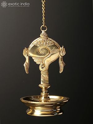 8" Brass Wall Hanging Conch Lamp