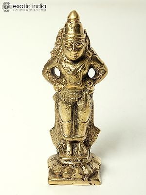 4" Small Rough Cast Krishna Brass Statue