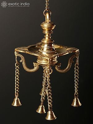 6" Four Wicks Designer Lamp with Dangling Bells