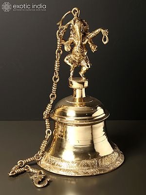 16" Dancing Ganesha Temple Bell in Brass