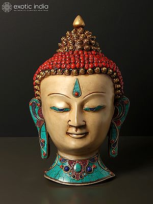 12" Colorful Buddha Head in Resin