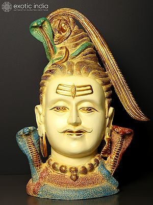 20" Lord Shiva Head (God of Destruction) | Brass Statue