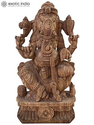 24" Wood Vighnharta Ganapati Idol