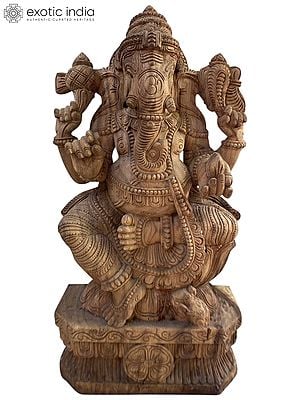 24" Attractive Carved Idol Of Ganesha