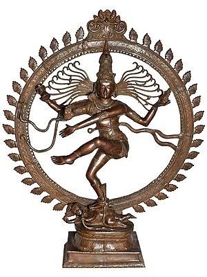 72" Large Black and Golden Nataraja (Dancing Lord Shiva) | Brass Statue
