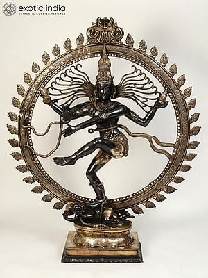 72" Large Black and Golden Nataraja (Dancing Lord Shiva) | Brass Statue