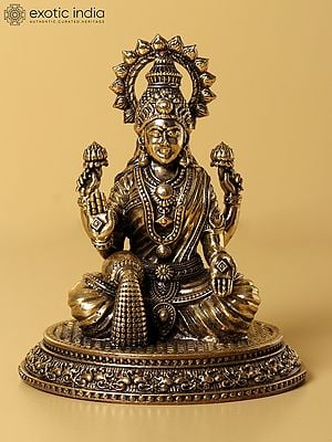 4" Small Fine Quality Goddess Dhana Lakshmi Brass Statue