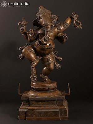 29" Four-Armed Dancing Lord Ganesha Bronze Sculpture