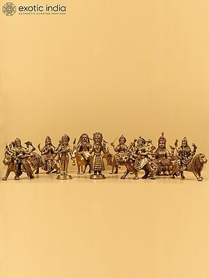 9" Set of Navadurga Statues in Brass