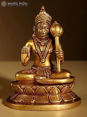 4" Small Blessing Lord Hanuman Brass Statue