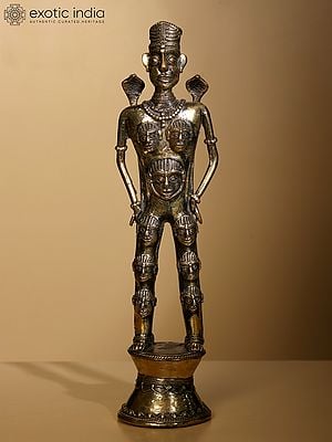 17" Brass Rudra Shiva | Dhokra Art