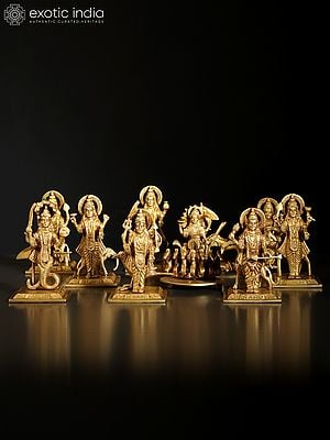 Small Navagraha with Vahana Set | Brass Statue