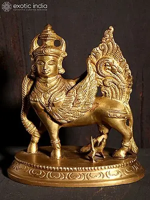 5" Small Kamadhenu Cow Bronze Statue – Crafted in Hoysala Art Style