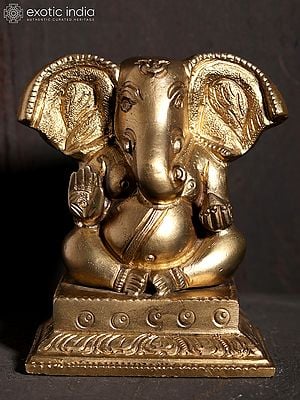 3" Small Lord Ganesha with Large Ears | Hoysala Art | Bronze Statue