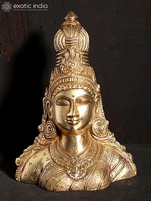 5" Small Goddess Parvarti Bust | Hoysala Art | Bronze Statue
