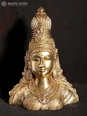 5" Small Goddess Parvati Bust | Hoysala Art Bronze Statue