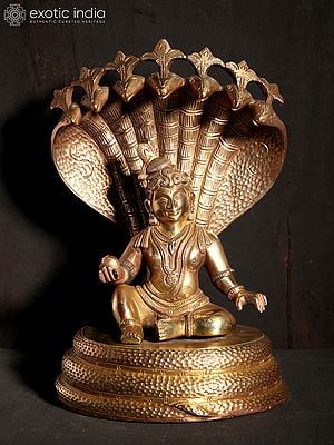 7" Bal Krishna Idol Seated on Shesh Naag | Hoysala Art Bronze Statue