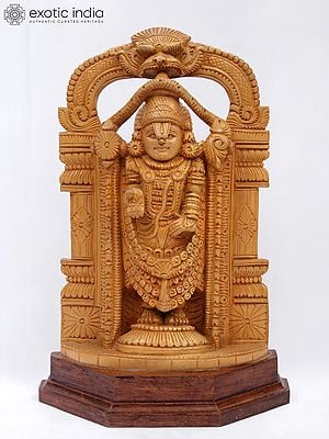 13" Wood Lord Venkateshwara (Triputi Balaji)