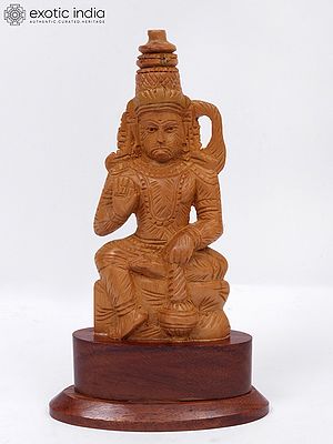 6" Seated Lord Hanuman Idol With Beautiful Carving