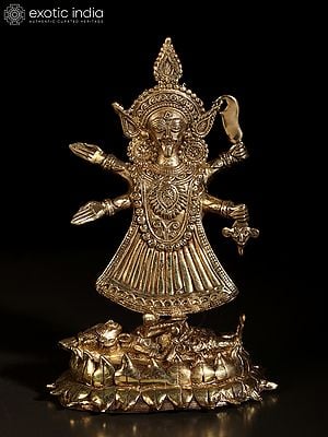 8" Brass Tribal Goddess Kali Idol | Dhokra Art Brass Statue