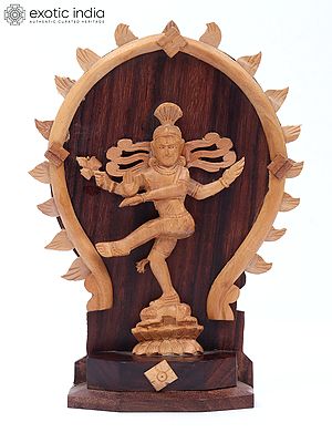 5" Wood Nataraja Idol With Carving