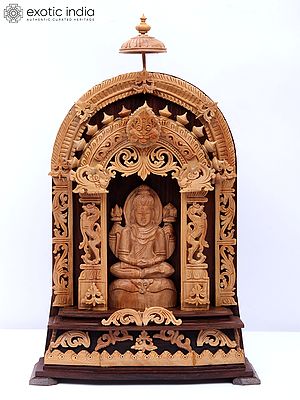 13" Wood Meditative Lord Shiva Idol