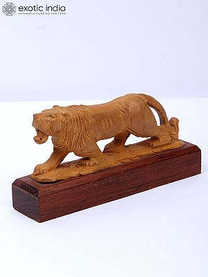 4" Wood Idol Of Walking Tiger