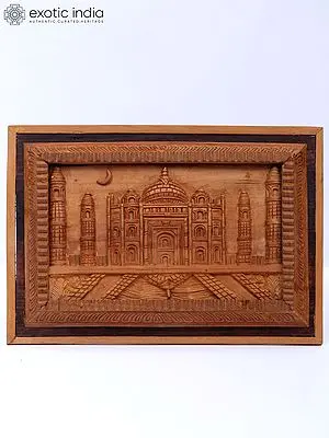 8" Beautiful Wood Carving Frame Of Tajmahal