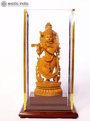9" Murlidhar Krishna  | Sandalwood Carved Statue