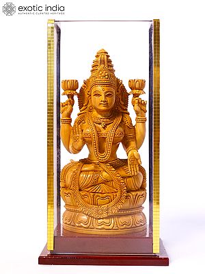 7" Four Armed Goddess Lakshmi | Sandalwood Carved Statue