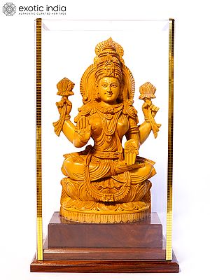 9" Blessing Devi Lakshmi | Sandalwood Carved Statue