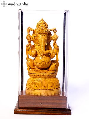 9" Four Hands Lord Ganesha | Sandalwood Carved Statue