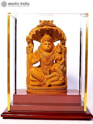 8" Lakshmi - Narasimha | Sandalwood Carved Statue
