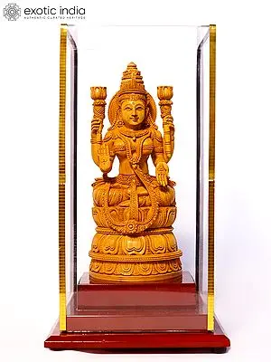 9" Sitting Devi Saraswati | Sandalwood Carved Statue