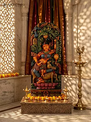 36" Large Wood Beautiful Apsara Idol