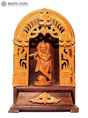 9" Lord Krishna Playing Flute | Sandalwood Carved Statue
