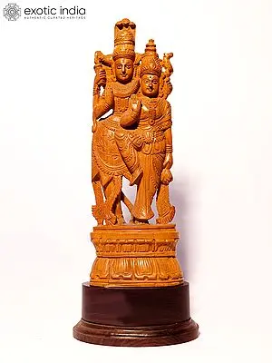 11" Standing Shiva Parvati | Sandalwood Carved Statue