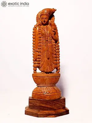 9" Goddess Andal| Sandalwood Carved Statue
