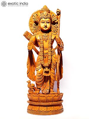14" Standing Lord Shri Ram | Sandalwood Carved Statue