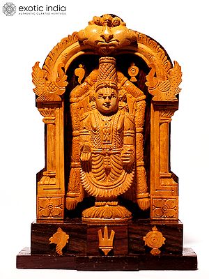 7" Tirupati Balaji with Kirtimukha Arch | Sandalwood Carved Statue