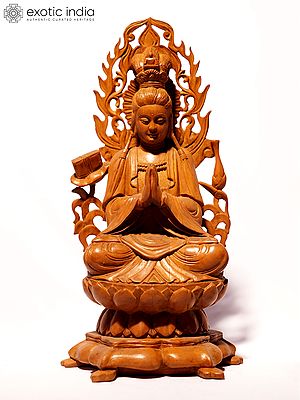 10" Goddess Guanyin | Sandalwood Carved Statue