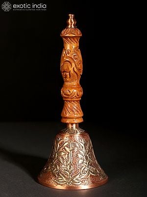 8" Superfine Plated Bell with Wood Carved Handle