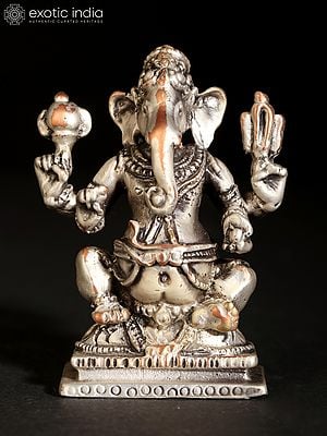 2" Small Fine Quality Solid Chaturbhuj Ganesha Idol in Brass